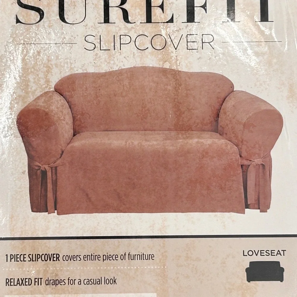 Sure Fit Chocolate Brown Suede Loveseat Slipcover Stretch Furniture Cover NWT
